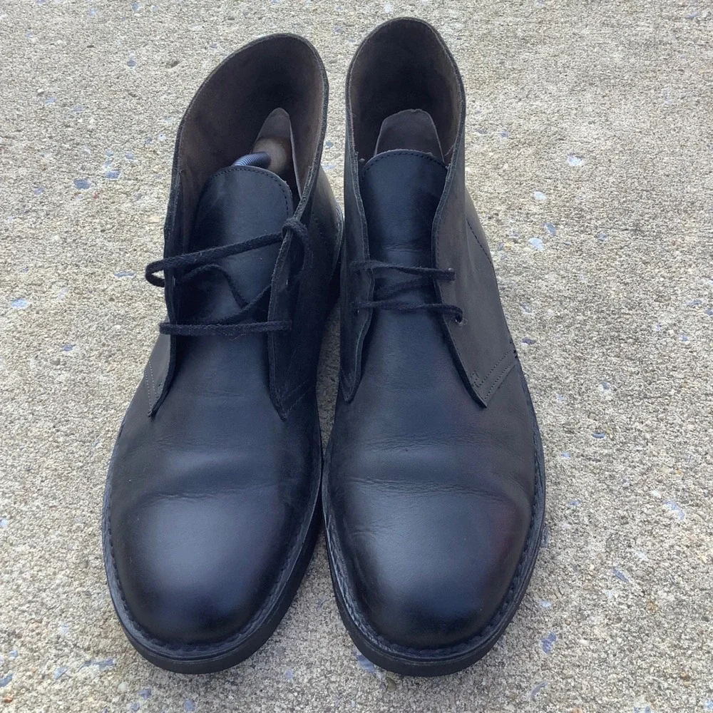 Clarks Desert Boots Mens 12 Black Leather Chukka Ankle Boots 261295277110